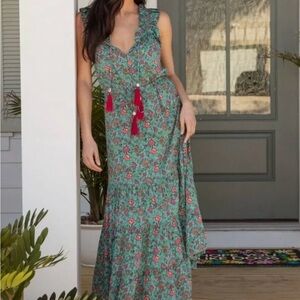 NATURAL LIFE Blue Maxi Sundress V-Neck Sleeveless